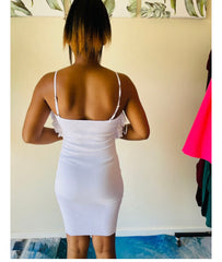 Edeana Ribbed Winter Dress with top ruffles for women