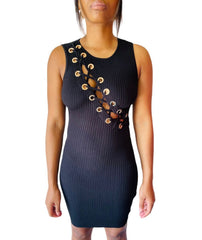 Emilia Ribbed Cross Lace Winter Dress for Women