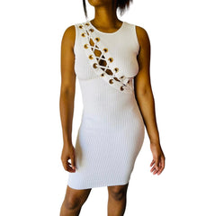 Emilia Ribbed Cross Lace Winter Dress for Women