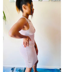 Emilia Ribbed Cross Lace Winter Dress for Women