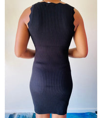 Elaine Crew Neck Jagged Ribbed Winter Dress for Women