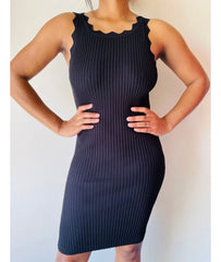 Elaine Crew Neck Jagged Ribbed Winter Dress for Women