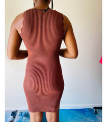 Elaine Crew Neck Jagged Ribbed Winter Dress for Women