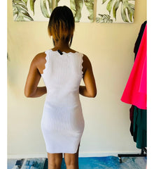 Elaine Crew Neck Jagged Ribbed Winter Dress for Women