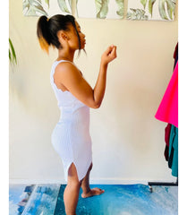 Elaine Crew Neck Jagged Ribbed Winter Dress for Women