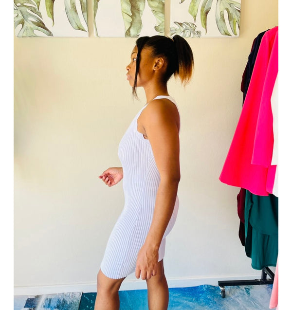 Elaine Crew Neck Jagged Ribbed Winter Dress for Women