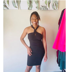 Eileen Front Notch Twist Ribbed Winter Dress for Women