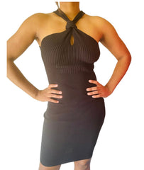 Eileen Front Notch Twist Ribbed Winter Dress for Women