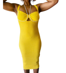 Erica Ribbed Front Pearly Winter Beautiful Dress for women