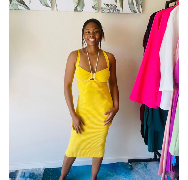 Erica Ribbed Front Pearly Winter Beautiful Dress for women