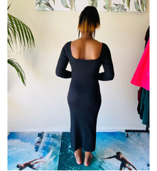 Eleanor Ribbed Winter Square Neck Long Sleeve Dress