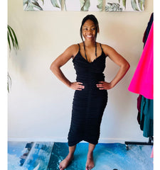 Edith Ruffles Halter Stylish Ribbed Winter Dress for Women