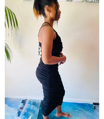 Edith Ruffles Halter Stylish Ribbed Winter Dress for Women