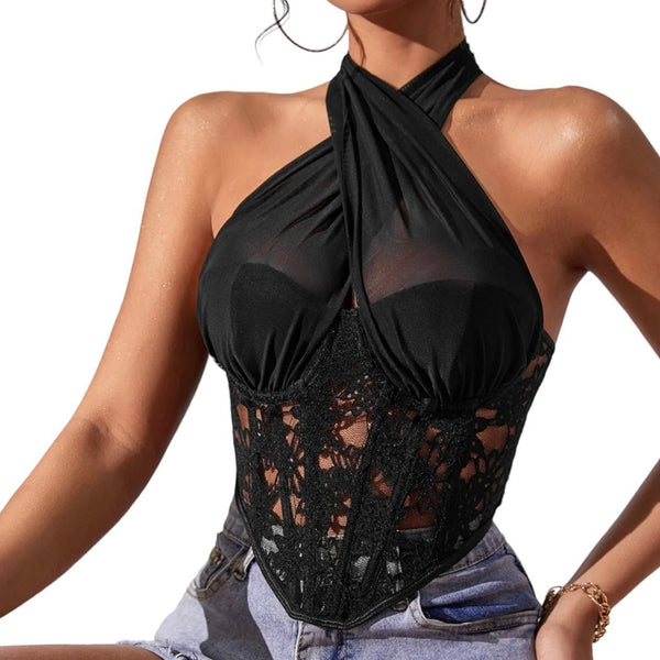 Jamina Floral Tank Crop Corset Top Bustier Cami Top