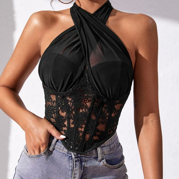 Jamina Floral Tank Crop Corset Top Bustier Cami Top