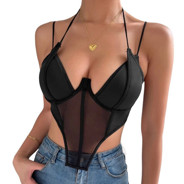 Charlotte Floral Tank Crop Corset Top Bustier Cami Top