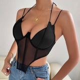 Charlotte Floral Tank Crop Corset Top Bustier Cami Top