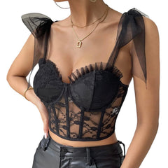 Jean Tank Crop Corset Top Bustier Cami Top