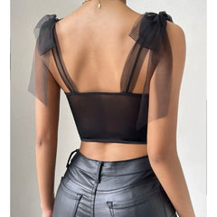 Jean Tank Crop Corset Top Bustier Cami Top