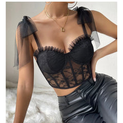 Jean Tank Crop Corset Top Bustier Cami Top