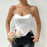 Calista Side Strings Tank Crop Corset Top Bustier Cami Top