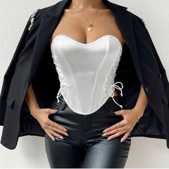 Calista Side Strings Tank Crop Corset Top Bustier Cami Top