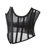 Sheer Mesh Boning Tank Crop Waist Corset Top Bustier Cami Top