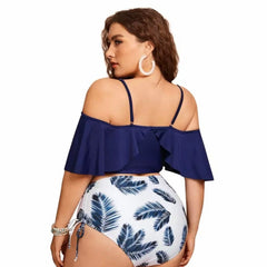 Feather Blue Stringy Plus Size Swimsuit