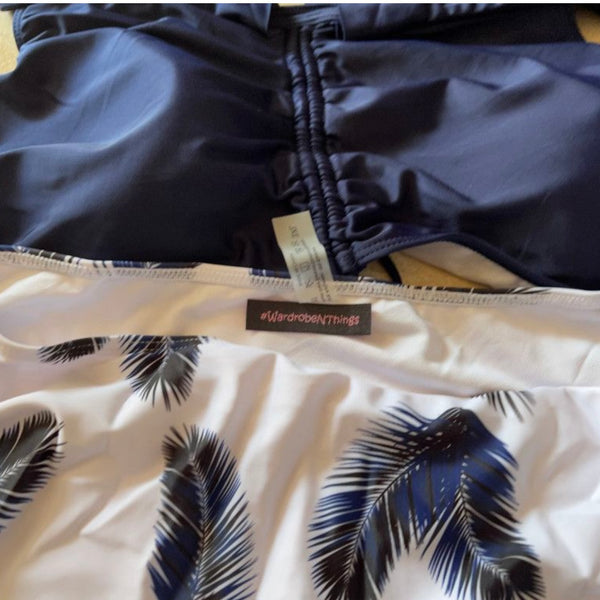 Feather Blue Stringy Plus Size Swimsuit