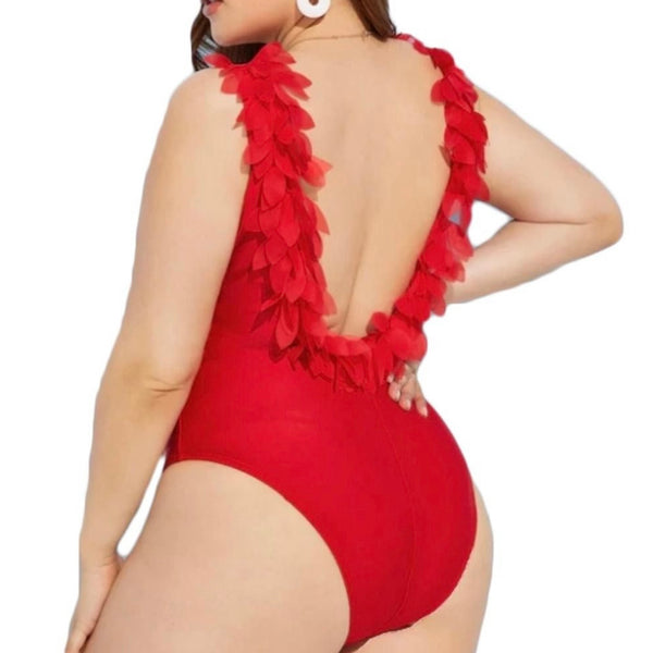 Look at my Back Red Frills Swimsuit Swimwear