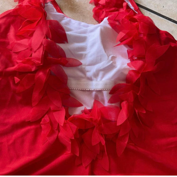 Look at my Back Red Frills Swimsuit Swimwear