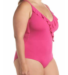Pink Ruffles Plus Size Swimsuit  Swimwear