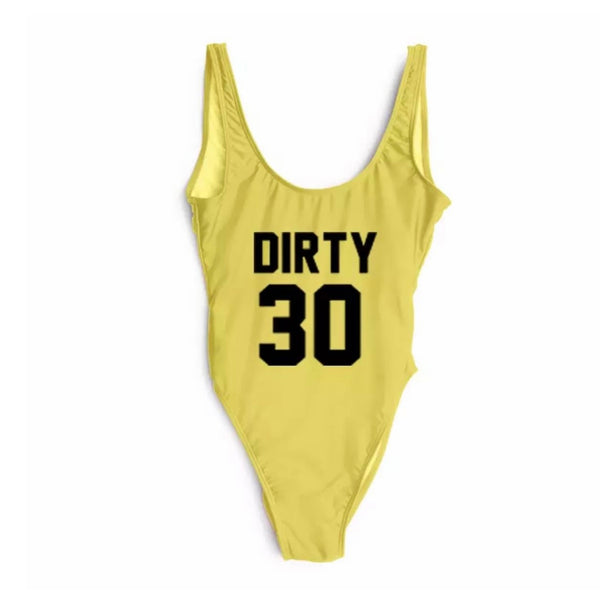 Dirty 30 Black and Yellow Swimsuits