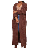 Linda Long Knit Winter Knitted Cardigan with Pockets for Women