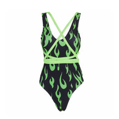Fire Neon Green Swimsuit Swimwear