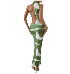 Carina Asymmetrical Green Bikini and Beach Cover Up Set - 3 Piece