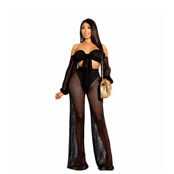 Bella Fishnet Kaftan Beach Cover Up set