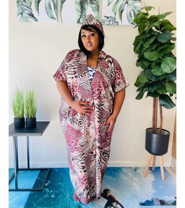 Macy Leopard Luxury Kimono Kaftan swimwear Beach Cover UP