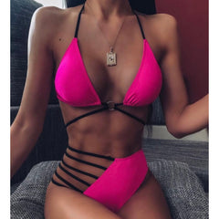 Khloe Strings Attached 2 Piece Bikini Set Swimsuit Swimwear