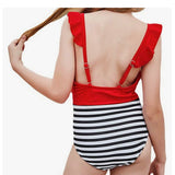 Red Lines Girls Kids Swimsuit Swimwear