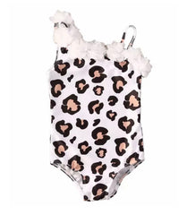 White animal print Girls Kids Swimsuit Swimwear