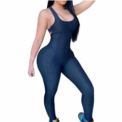 Brazilian Bubble Wrinkle Gym Fitness Workout sexy Jumpsuit