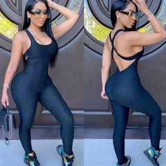 Brazilian Bubble Wrinkle Gym Fitness Workout sexy Jumpsuit