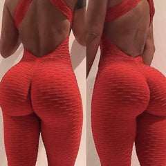 Brazilian Bubble Wrinkle Gym Fitness Workout sexy Jumpsuit