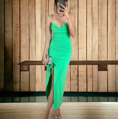 Kathy Drawstring Slit Dress