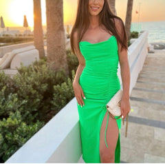 Kathy Drawstring Slit Dress