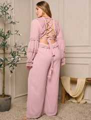 Catch UP High Quality Plus Size Pink Jumpsuit