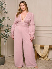 Catch UP High Quality Plus Size Pink Jumpsuit