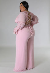 Catch UP High Quality Plus Size Pink Jumpsuit