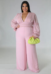 Catch UP High Quality Plus Size Pink Jumpsuit